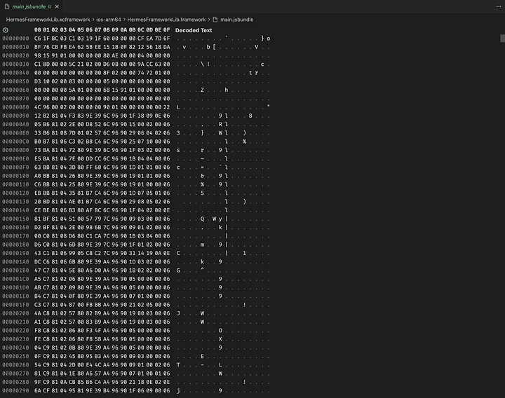 main.jsbundle compiled with Hermes bytecode